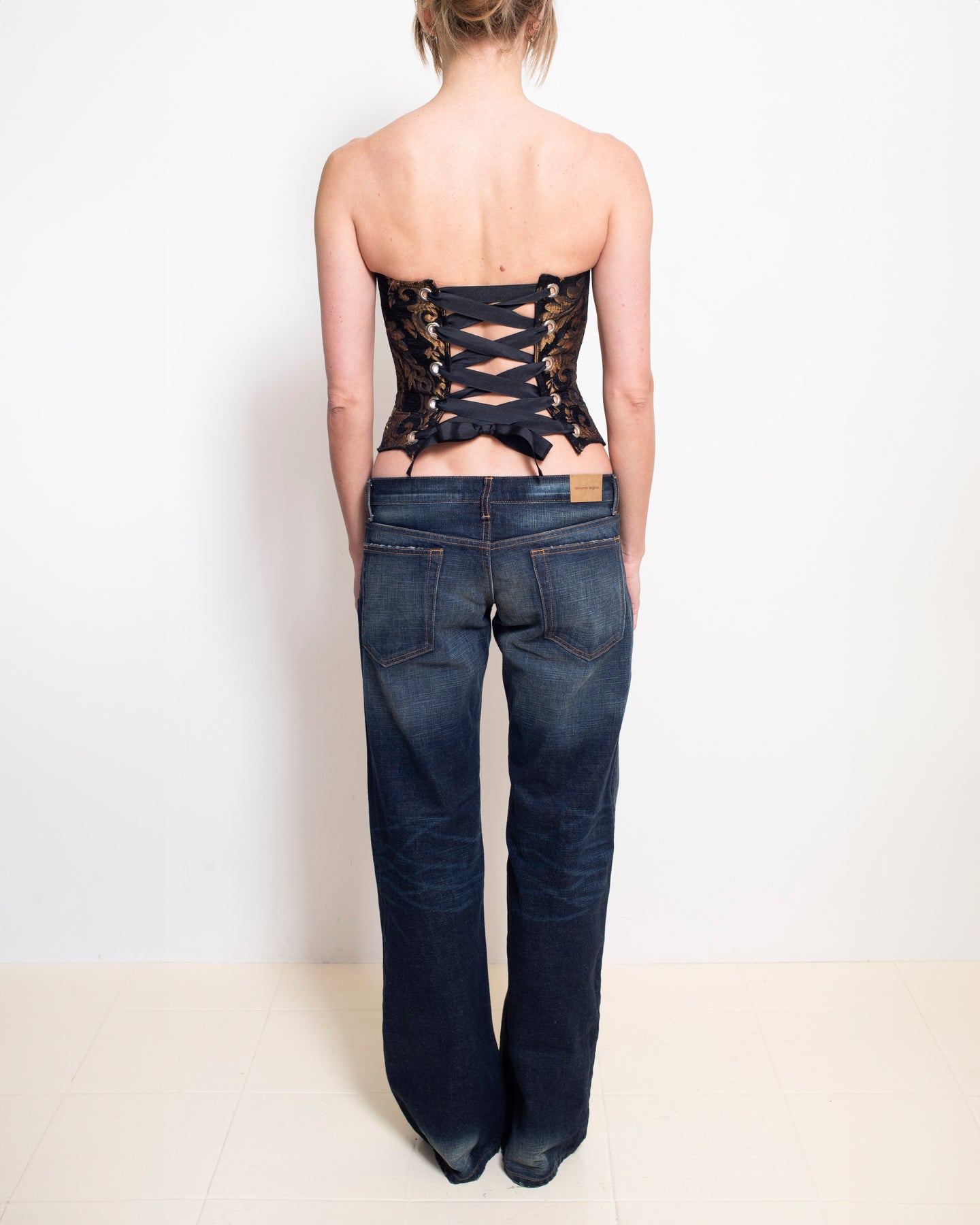 Black & Gold Floral Upholstery Corset